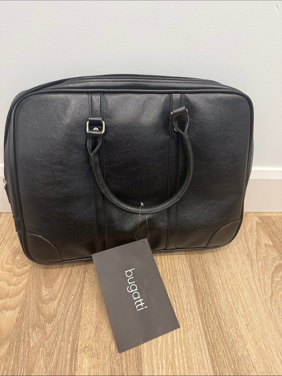 Bugatti Handbags - Bugatti Black Leather Laptop Briefcase with Top Handles